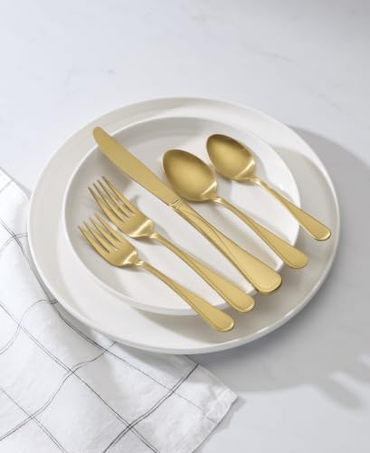 Oneida Flatware Flight Gold Satin 18/0 Silverware Set for 4, (20-Piece)