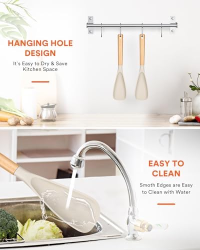 Badiano Silicone Cooking Spoon for Nonstick Cookwares, Multi-function,13.4"