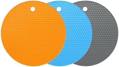 Silicone Jar Opener Pads, 3 Pack, Orange Blue Gray