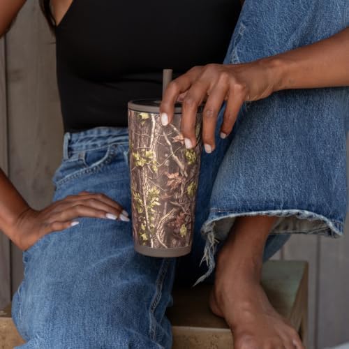 HydroJug Everyday Tumbler 20 oz, Ceramic-Lined Straw Cup, Woodland