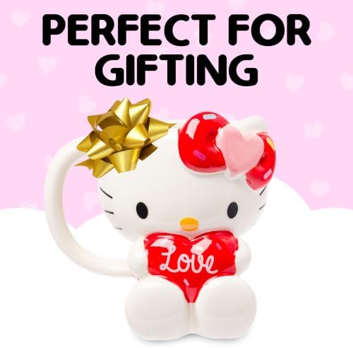 Silver Buffalo Sanrio Hello Kitty Holding Love Heart, 3D Sculpted Mug, 20oz