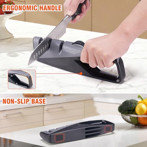 Topfeel Knife Sharpener with 5 Adjustable Angle, Coarse & Fine