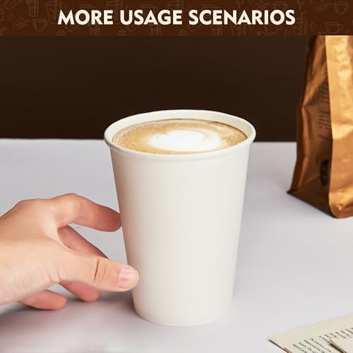 YEEHAW 16 oz 200 Pack White Disposable Paper Coffee Cups