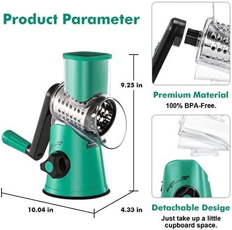 GDL Cheese Grater Hand Crank, Rotary Cheese shredder, Vegetable Slicer