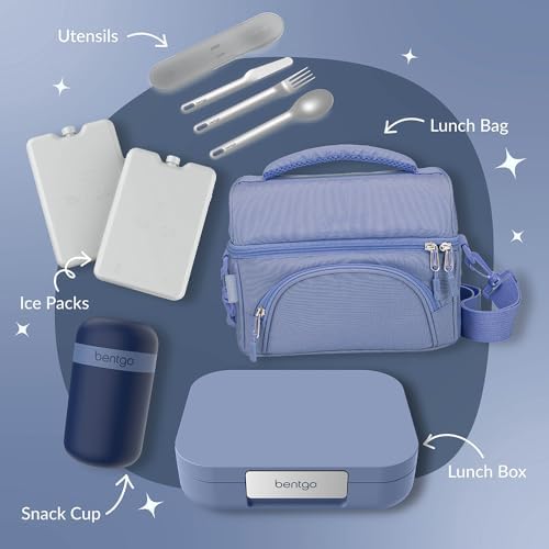 Bentgo® Modern - Leak-Resistant Bento Lunch Box For Adults, Teens, & Larger Appetites; Reusable BPA-Free Meal Prep Container with 3 or 4 Compartments, Dishwasher/Microwave Safe; 5 Cups (Dusk Blue)