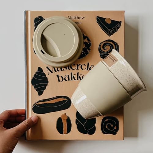2 Pack Ceramic Travel Mugs with Silicone Lids, 15 oz Portable Coffee Mug Travel Unique To Go Mug, Reusable Coffee Cups with Non-Slip Sleeve, Cappuccino,Tea,Latte,Iced Coffee Cups, Dishwasher Safe