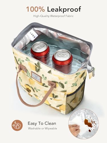 Lekesky Insulated Lunch Bag Portable Lunch Bag for Women-11L, Lemon