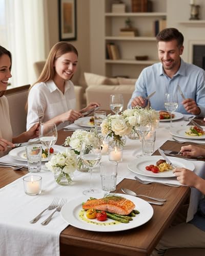bUCLA 100PCS White Plastic Plates-10.25inch Disposable Dinner Plates-Premium Party&Wedding Plates