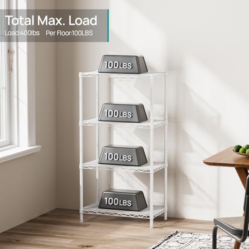 SINGAYE 4 Metal Shelves Wire Shelving Storage Shelf Adjustable Unit Pantry