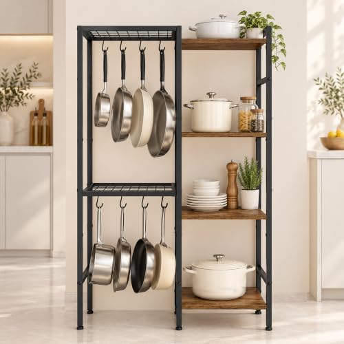 Pot and Pan Organizer Rack, Multi-Tier Bakers Rack, Kitchen Storage Shelf