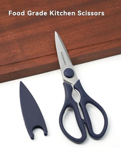 Kitchen Scissors for Food, HUNTER.DUAL Heavy Duty Come Apart Poultry Shears for Cooking, All Purpose for Cutting Chicken, Meat, Fish & Vegetables (Blue, 8.35 Inch)