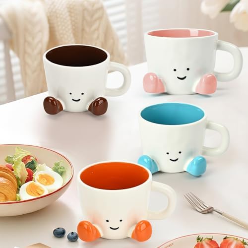 Coffee Mugs,Cute funny Mug For Women, 380ml Unique Ceramic Coffee Tea Cups, Office Mug Gift (pink)