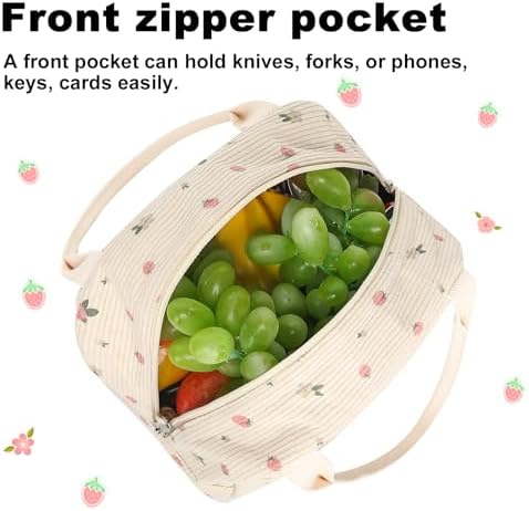 BTOOP Lunch Box for Women Girls Insulated Lunch Bag Cute Corduroy Lunchbox Adults Small Lunch Tote Bags Reusable Cooler for Work Office School Picnic Travel