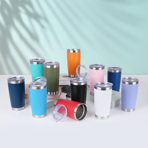 HASLE OUTFITTERS 20oz Stainless Steel Tumblers Bulk, Insulated Travel Cup with Lid, Double Wall Vacuum Coffee Mug for Cold & Hot Drinks 4 Pack, Light Pink