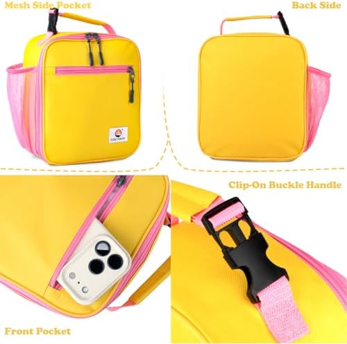CaCTOUR Lunch Box Kids,Premium Insulated Lunch Bag for Girls Boys,Soft Bag Mini Cooler Back to School Thermal Reusable Lunch Bag for Work School Picnic (Yellow)