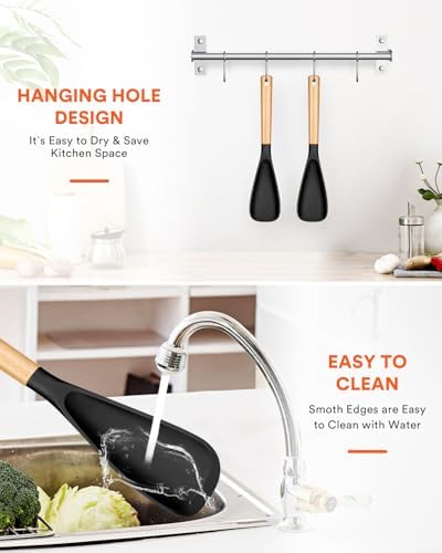 Badiano Silicone Cooking Spoon for Nonstick Cookwares, Multi-function,13.4"