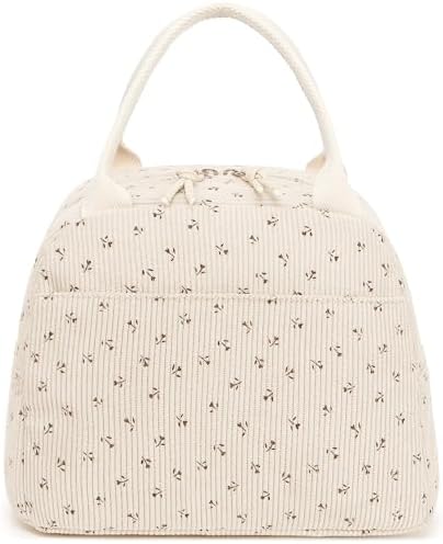 Bluboon Lunch Bag for Women Men Cute Corduroy Lunch Tote Bags Reusable Insulated Lunch Box Large Capacity Reusable Insulated Cooler for Work Picnic or Travel