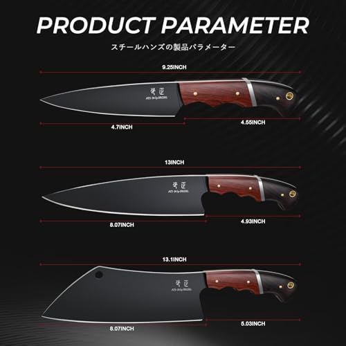 DRGSKL Japanese Chef Knife Set - 3PCS Kitchen Utility Knife Set for Cooking