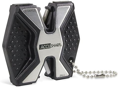 AccuSharp Diamond Pro 2-Step Knife Sharpener, Restores, Hones & Sharpens Blade’s Edge, 2-Step Coarse & Fine Rods for Kitchen Knives & All Types of Blades, Compact & Portable Knife Keychain Tool, Black