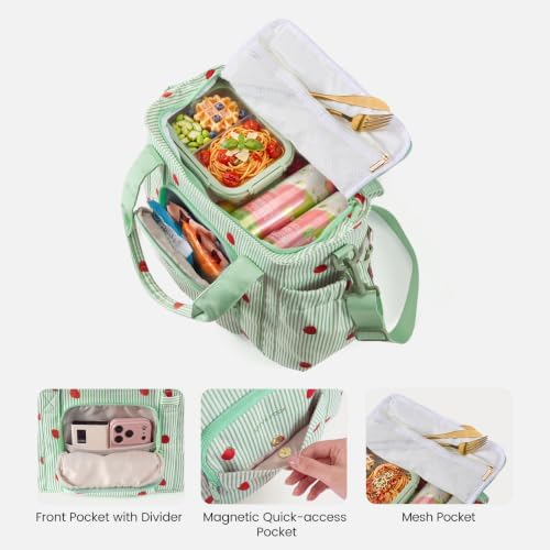 LOVEVOOK Insulated Lunch Box for Women,Adult Lunch Cooler Tote Bag with Bow