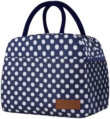 douyadady Lunch Bag Women/Men Lunch Box Women/Men (Blue+White dots)