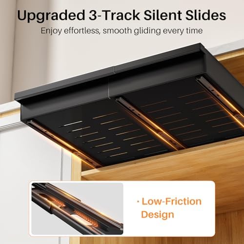 Pull out Cabinet Organizer, 4-Pack Expandable(13.6"-24") Silde out Drawers with Raising Pad for Framed Cabinets, Adjustable Full-Extension Roll out Shelves for Kitchen Pantry Home Pot and Pan(Black)