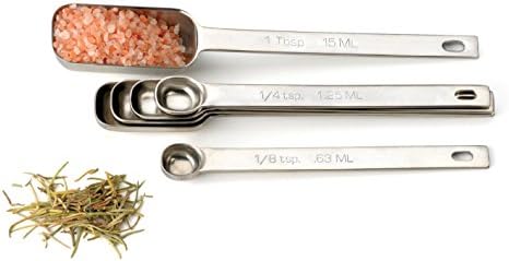 RSVP International Endurance Stainless Steel Spice Measuring Spoons, Set of 6 | 1/8 tsp to 1 Tbsp Measurements | Nest for Easy Storage | Dishwasher Safe | Dry or Liquid | Baking or Cooking