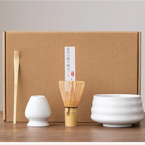 Ceramic Matcha Whisk Holder Stand for Bamboo Matcha Chasen (White)