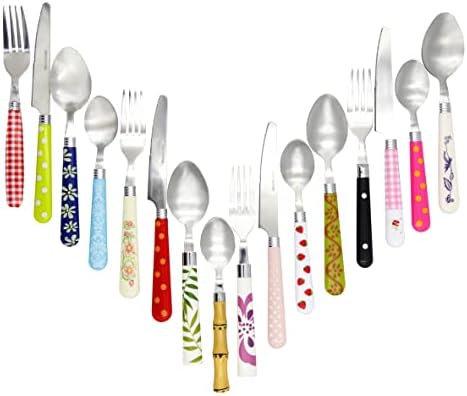 Gypsy Color Eclectic Mosaic Mix & Match Stainless Steel Flatware Collection, Set of 16