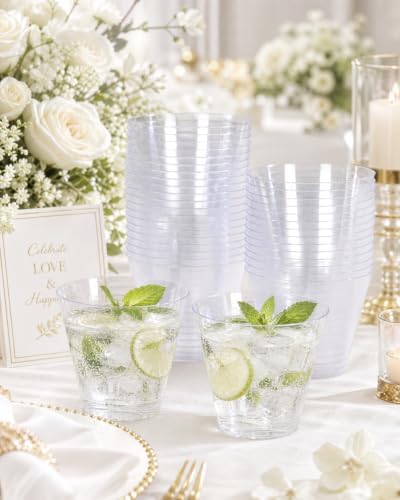 Hioasis 9 Ounce Clear Plastic Cups, 200-Pack, Disposable Cups