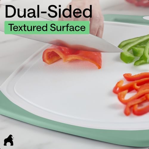 GORILLA GRIP BPA-Free Reversible Cutting Board, Set of 3, Gray Mint Pink