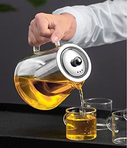 Mini Size Glass Teapot Tea Kettle-with Stainless Steel Removable Infuser for Blooming Tea & Loose Leaf Tea, Microwave & Stovetop Safe, 950ML/32oz (L-950)