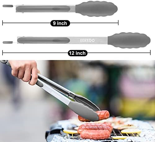 Tongs for Cooking, Stainless Steel Kitchen Tongs with Silicone Tips