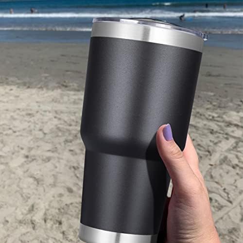 DOMICARE 30 oz Tumbler with Lid and Straw, Stainless Steel Tumblers Bulk, Insulated Vacuum Double Wall Travel Coffee Mug, Durable Powder Coated Tumbler Cups (Black, 12)
