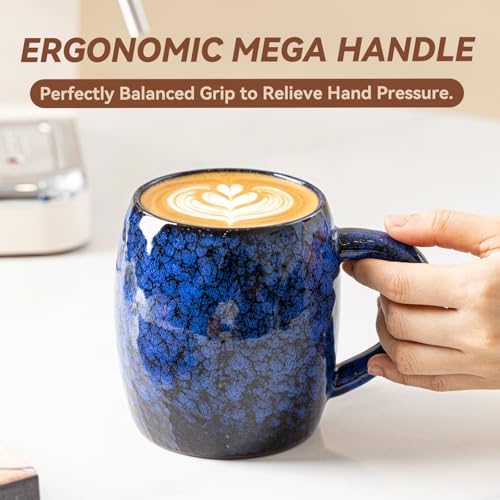Deep Cobalt Ceramic Mug, 21oz Reactive Glaze Coffee Mug, Office Gift