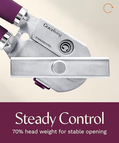 Heavy Duty Manual Can Opener with Magnetic Lid Lifter, Mauve