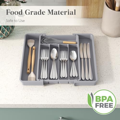 Lifewit Expandable Silverware Drawer Organizer, Kitchen Utensil Tray