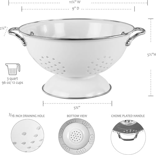 Calypso Basics by Reston Lloyd Powder Coated Enameled Colander, 3 Quart, Lemon
