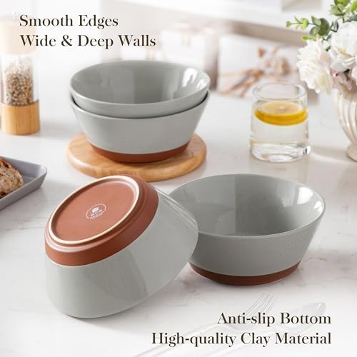 MALACASA Soup Bowls, Ceramic Salad Bowls Set of 4, 36oz Ceramic Bowls
