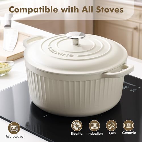 SENSARTE 5.5QT Enameled Cast Iron Dutch Oven Pot Casserole Dish with Lid
