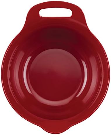 Rachael Ray Tools and Gadgets Nesting / Stackable Mixing Bowl Set with Pour Spouts and Handle - 4 and 5 Quarts, Red and Gray