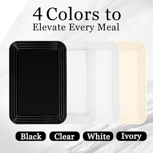SUT 6-Pack Ivory Serving Trays for Entertaining-16 x 11" Serving Platters for Snacks, Fruit, Cookies, Dessert, Reusable Plastic Trays for Serving Food and Party Organization in Kitchen & for Parties