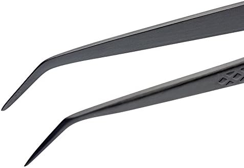 Mercer Culinary 18-8 Stainless Steel Precision Plus Chef Plating Tong, Fine Point, 6-1/8 Inch, Matte Black