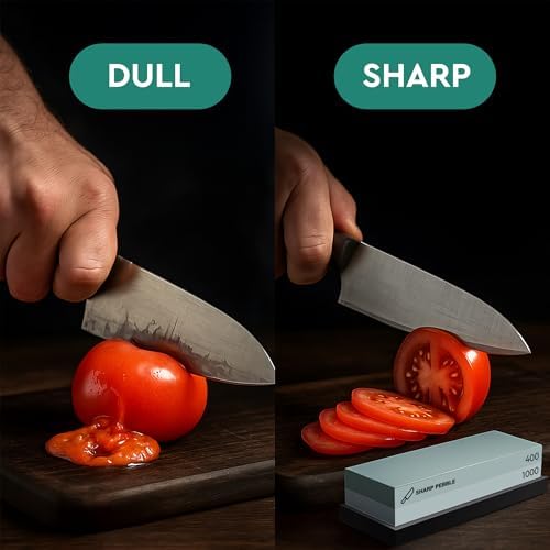 Sharp Pebble Whetstone Knife Sharpening Stone Kit - 2 Sided 400/1000 Grit