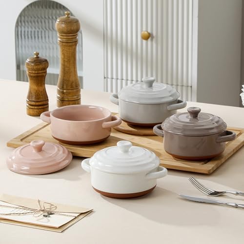 MALACASA 12 OZ Small Casserole Dishes for Oven, Mini Cocotte Set of 4