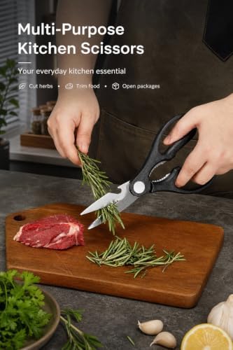 Knife Set, FOHERE 14 Pieces Self Sharpening Knife Block Set, High Carbon Stainless Steel Waved Pattern Knife Set with Block, Rust & Stain Resistant Kitchen Knives and Triple Riveted Handle, Black