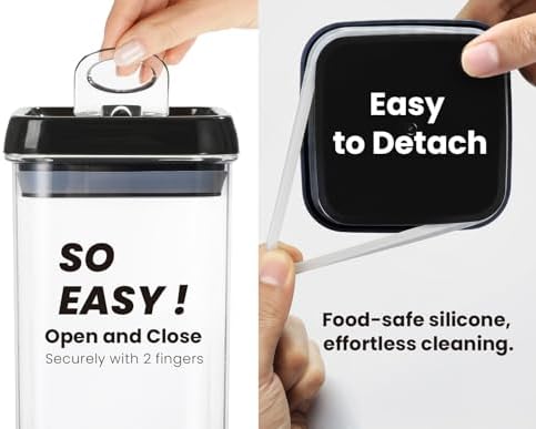 Felli Flip Tite Food Storage Container with Lid 4” RECTANGLE Airtight Ring Flip Lock Top, Stackable Acrylic Canister Set for Kitchen Fridge Pantry Organizer,(1.1 qt)