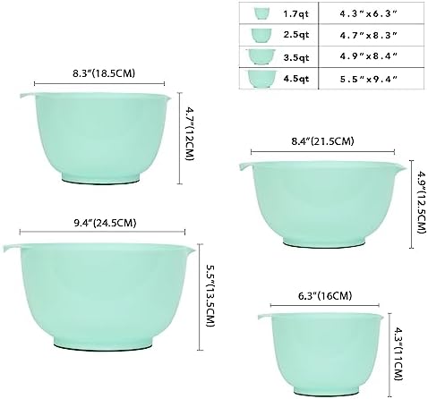 BoxedHome Mixing Bowls Set of 4, BPA Free Plastic,Microwave Safe, Green