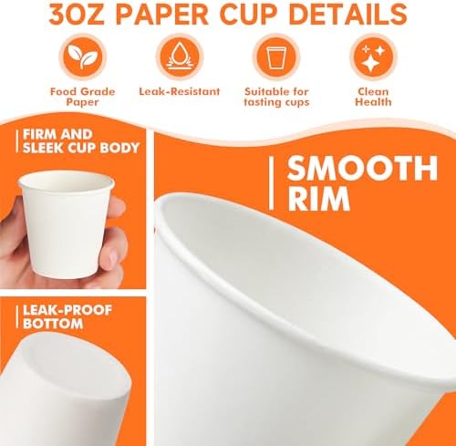 METAPRINT 600 Pack 3 oz Bathroom Paper Cups for Mouthwash, White