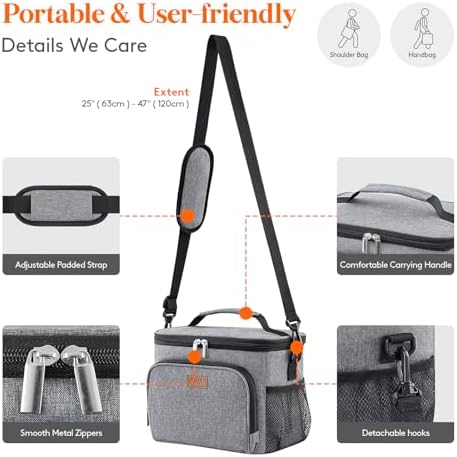 Lifewit Reusable Insulated Lunch Bag, Portable Cooler Freezable Soft Lunchbox Leakproof with Adjustable Shoulder Strap for Men Women Adult for Work Picnic or Travel, 15L 24 Can, Grey